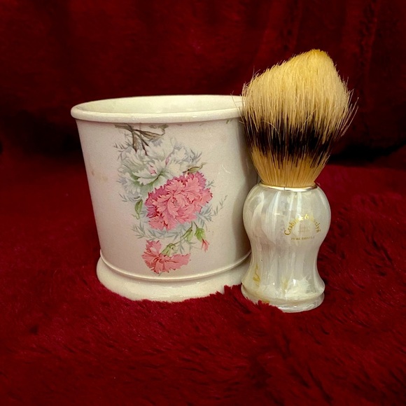 Floral Shaving Mug and Brush Set - Picture 1 of 7